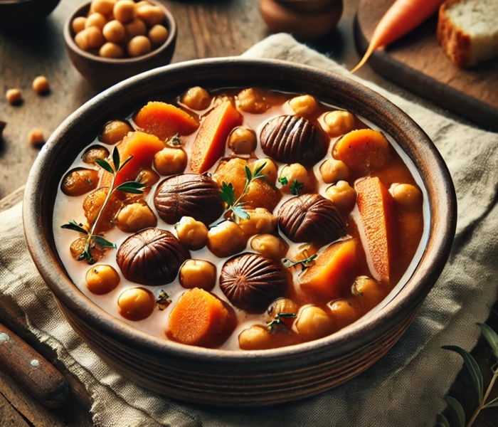 chestnut stew with chickpeas and carrots