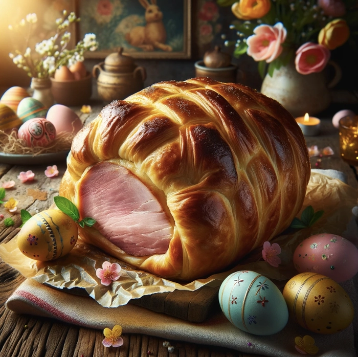 ham in the bread dough